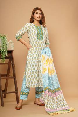 White printed cotton cotton-kurtis 2