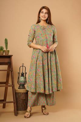 Green printed cotton cotton-kurtis 2