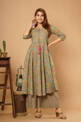Green printed cotton cotton-kurtis 3