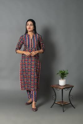 Maroon printed cotton cotton-kurtis 1