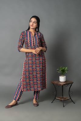 Maroon printed cotton cotton-kurtis 2