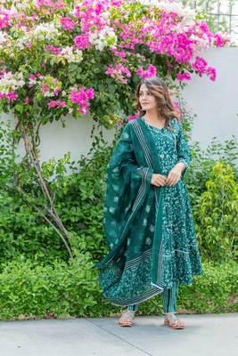 Green printed cotton cotton-kurtis 1