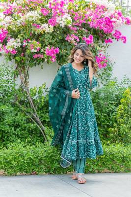 Green printed cotton cotton-kurtis 2