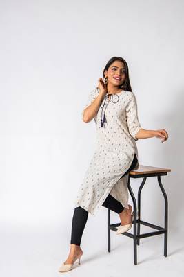 White woven cotton cotton-kurtis 2