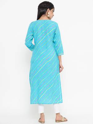 Aqua-blue printed rayon kurtas-and-kurtis 3