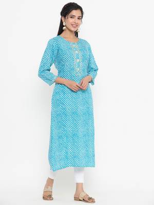 Blue printed rayon kurtas-and-kurtis 2