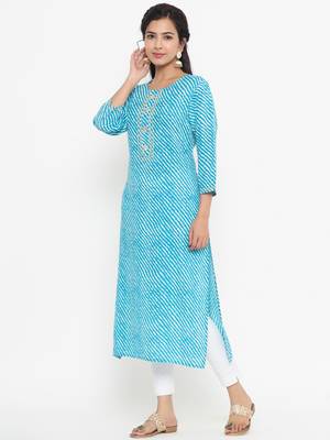 Blue printed rayon kurtas-and-kurtis 4