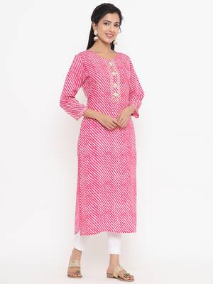 Pink printed rayon kurtas-and-kurtis 2