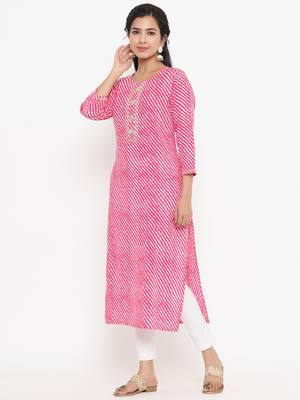Pink printed rayon kurtas-and-kurtis 4