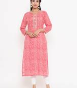 Red printed rayon kurtas-and-kurtis