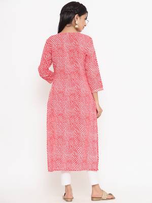 Red printed rayon kurtas-and-kurtis 3