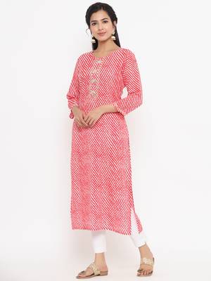 Red printed rayon kurtas-and-kurtis 4