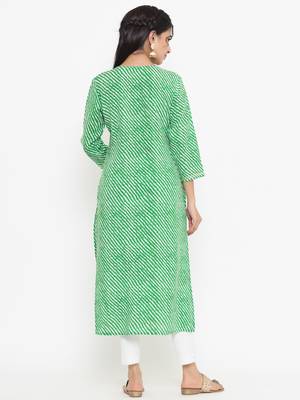 Green printed rayon kurtas-and-kurtis 3