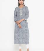 Grey printed rayon kurtas-and-kurtis