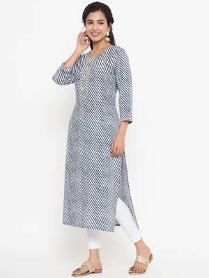Grey printed rayon kurtas-and-kurtis 4
