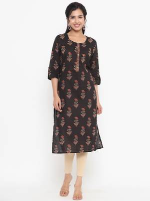 Black printed cotton kurtas-and-kurtis 1