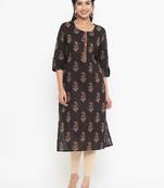 Black printed cotton kurtas-and-kurtis