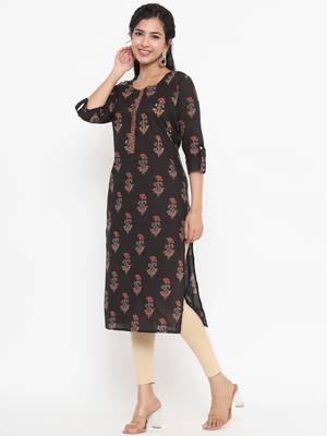 Black printed cotton kurtas-and-kurtis 2