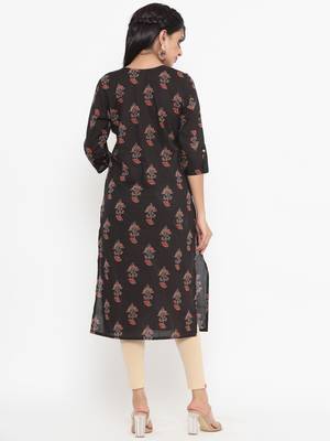 Black printed cotton kurtas-and-kurtis 3