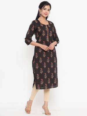 Black printed cotton kurtas-and-kurtis 4