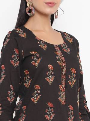 Black printed cotton kurtas-and-kurtis 5