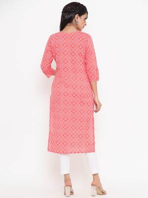 Peach printed cotton kurtas-and-kurtis 3