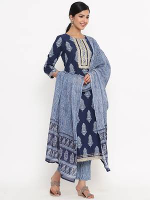 Blue printed cotton ethnic-kurtis 2