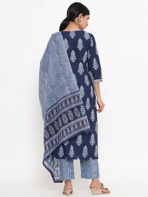 Blue printed cotton ethnic-kurtis 3