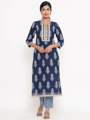 Blue printed cotton ethnic-kurtis 4