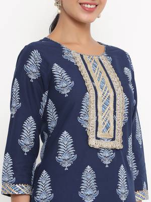Blue printed cotton ethnic-kurtis 5