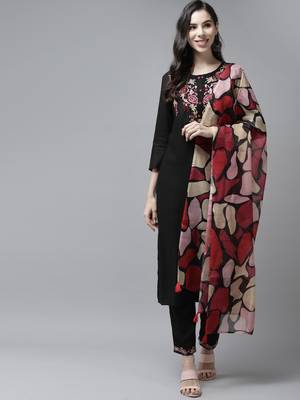 Black plain rayon ethnic-kurtis 1