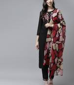 Black plain rayon ethnic-kurtis