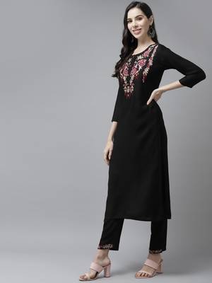 Black plain rayon ethnic-kurtis 2