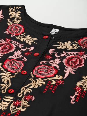 Black plain rayon ethnic-kurtis 4