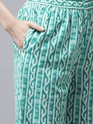 Sea-green printed cotton ethnic-kurtis 5