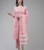 Peach printed cotton ethnic-kurtis