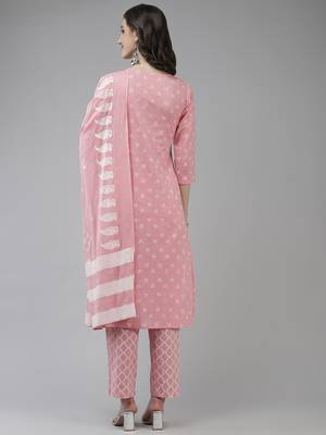 Peach printed cotton ethnic-kurtis 3