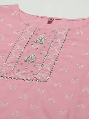 Peach printed cotton ethnic-kurtis 4