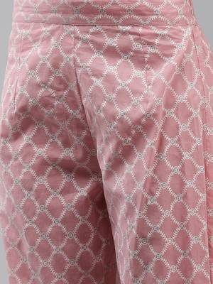 Peach printed cotton ethnic-kurtis 5