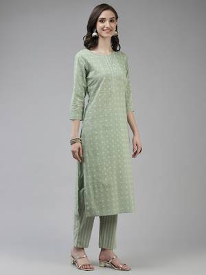 Green printed cotton ethnic-kurtis 2