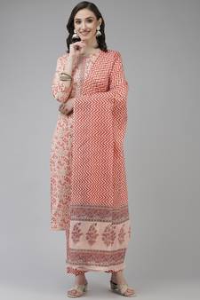 Pink printed cotton ethnic-kurtis