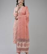 Pink printed cotton ethnic-kurtis