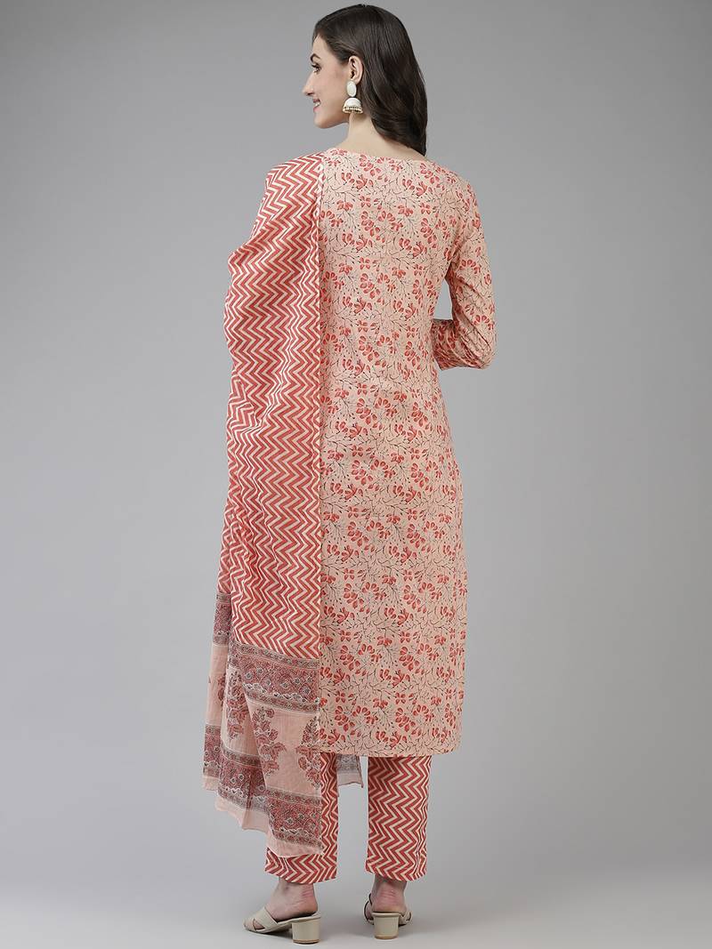 Pink printed cotton ethnic-kurtis