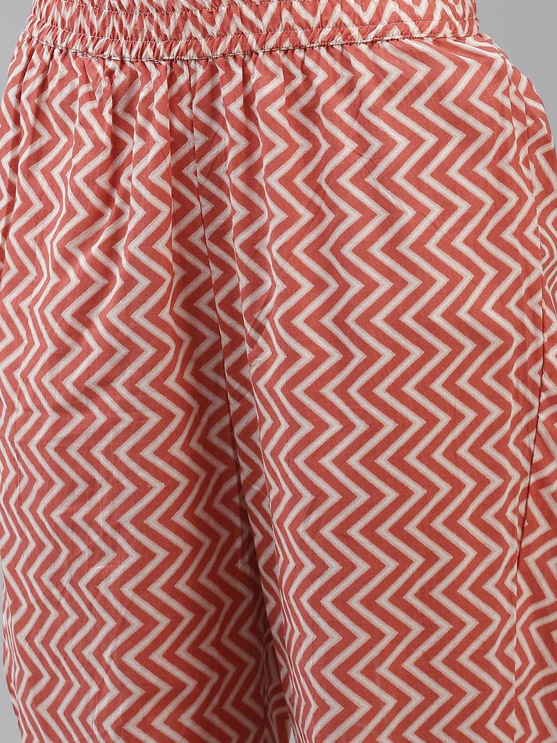 Pink printed cotton ethnic-kurtis