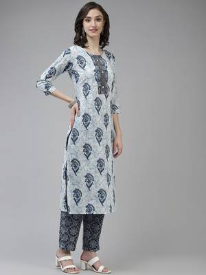 White printed cotton ethnic-kurtis 2