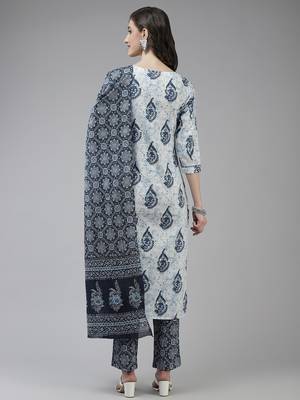 White printed cotton ethnic-kurtis 3