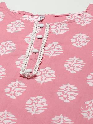 Pink printed cotton ethnic-kurtis 4
