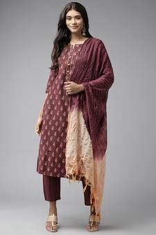 Brown printed cotton ethnic-kurtis