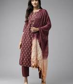 Brown printed cotton ethnic-kurtis