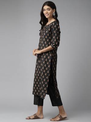 Black printed cotton ethnic-kurtis 2